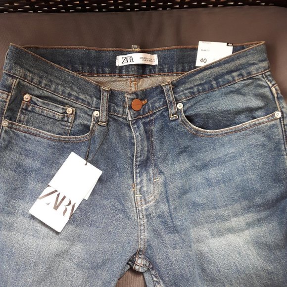 💥$23💥 NWT ZARA Slim Fit Blue Jeans size 40 EUR /31 USA - Picture 2 of 9